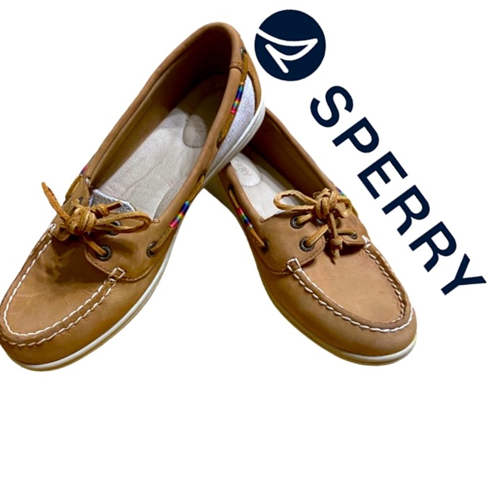 SPERRY Top-Sider Firefish Leather Boat Shoe Rainbow Tan Women’s Sz 9